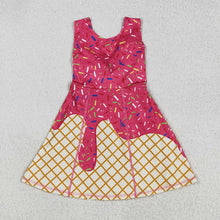 Load image into Gallery viewer, Baby Girls Darkpink Drip Sprinkles Team Yoga Active Knee Length Dresses
