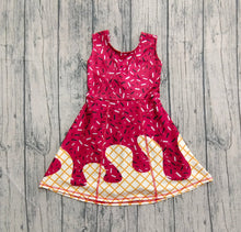 Load image into Gallery viewer, Baby Girls Dark Red Drip Sprinkles Shorts Team Yoga Active Knee Length Dresses
