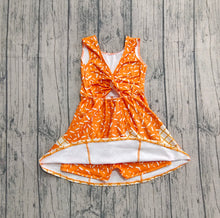 Load image into Gallery viewer, Baby Girls Orange Drip Sprinkles Team Yoga Active Knee Length Dresses
