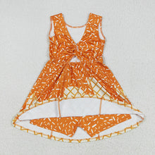 Load image into Gallery viewer, Baby Girls Orange Drip Sprinkles Team Yoga Active Knee Length Dresses
