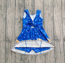 Load image into Gallery viewer, Baby Girls Royal Blue Drip Sprinkles Team Yoga Active Knee Length Dresses
