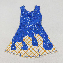 Load image into Gallery viewer, Baby Girls Royal Blue Drip Sprinkles Team Yoga Active Knee Length Dresses
