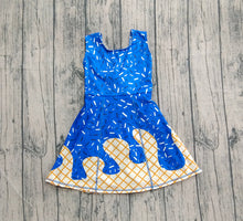 Load image into Gallery viewer, Baby Girls Royal Blue Drip Sprinkles Team Yoga Active Knee Length Dresses

