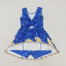 Load image into Gallery viewer, Baby Girls Royal Blue Drip Sprinkles Team Yoga Active Knee Length Dresses
