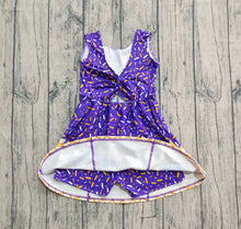 Load image into Gallery viewer, Baby Girls Purple Drip Sleeveless Shorts Team Yoga Active Knee Length Dresses
