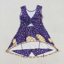 Load image into Gallery viewer, Baby Girls Purple Drip Sleeveless Shorts Team Yoga Active Knee Length Dresses
