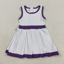 Load image into Gallery viewer, Baby Girls Purple Plaid Zipper Shorts Yoga Activite Knee Length Dresses
