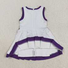 Load image into Gallery viewer, Baby Girls Purple Plaid Zipper Shorts Yoga Activite Knee Length Dresses
