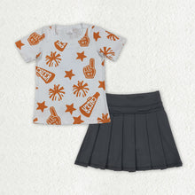 Load image into Gallery viewer, Sibling Baby Girls Cheer Plaid Shirts Top Yoga Skorts Team Sets
