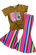Load image into Gallery viewer, Baby girls western cactus stripe pants bell sets
