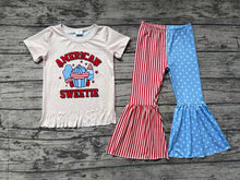 Load image into Gallery viewer, Baby Girls American Sweetie Tassel Tops Bell Pants Clothes Sets
