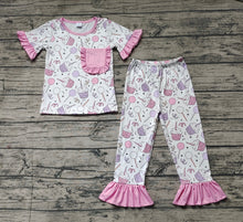 Load image into Gallery viewer, Baby Girls Birthday Cup Cake Pockets Tops Pants Pajamas Clothes Sets
