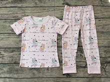 Load image into Gallery viewer, Baby Girls Pink Cartoon Dogs Top Pants Pajamas Clothes Sets
