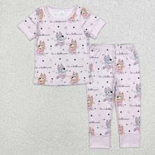 Load image into Gallery viewer, Baby Girls Pink Cartoon Dogs Top Pants Pajamas Clothes Sets
