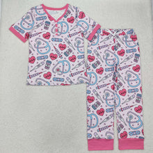 Load image into Gallery viewer, Adult Women Valentines Heart Nurse Tops Pants Pajamas
