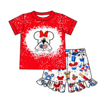 Load image into Gallery viewer, Baby girls 4th of July castle ruffle shorts
