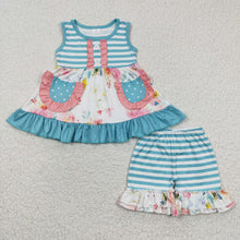 Load image into Gallery viewer, Sibling Baby Girls Sleeveless Bows Lemons Pockets Button Tunic Ruffle Shorts Set
