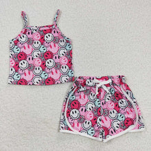 Load image into Gallery viewer, Sibling Baby Girls Colorful Smiles Plaid Strap Shirt Shorts Set Knee Length Dresses
