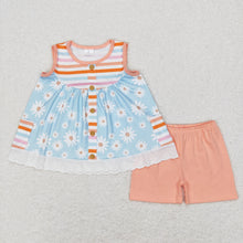 Load image into Gallery viewer, Sibling Baby Girls Sleeveless Bows Lemons Pockets Button Tunic Ruffle Shorts Set
