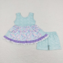 Load image into Gallery viewer, Sibling Baby Girls Sleeveless Floral Bows Pockets Tunic Ruffle Shorts Set
