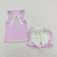 Load image into Gallery viewer, 8 Colors Sibling Baby Girls Bow Vest Shirt Ruffle Shorts Outfits
