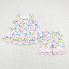 Load image into Gallery viewer, Sibling Baby Girls Sleeveless Bows Lemons Pockets Button Tunic Ruffle Shorts Set
