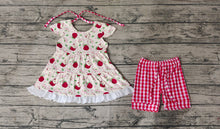 Load image into Gallery viewer, Baby Girls Apples Back To School Tunic Checkered Shorts Clothes Sets
