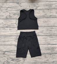 Load image into Gallery viewer, Baby Girls Black Athletic Active Wear Top Shorts Clothes Sets
