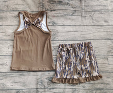 Load image into Gallery viewer, Baby Girls Dark Green Bows Vest Ruffle Bottomland Camo Shorts Clothes Sets
