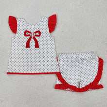 Load image into Gallery viewer, Baby Girls Baseball Bow Tunic Ruffle Shorts Clothes Sets
