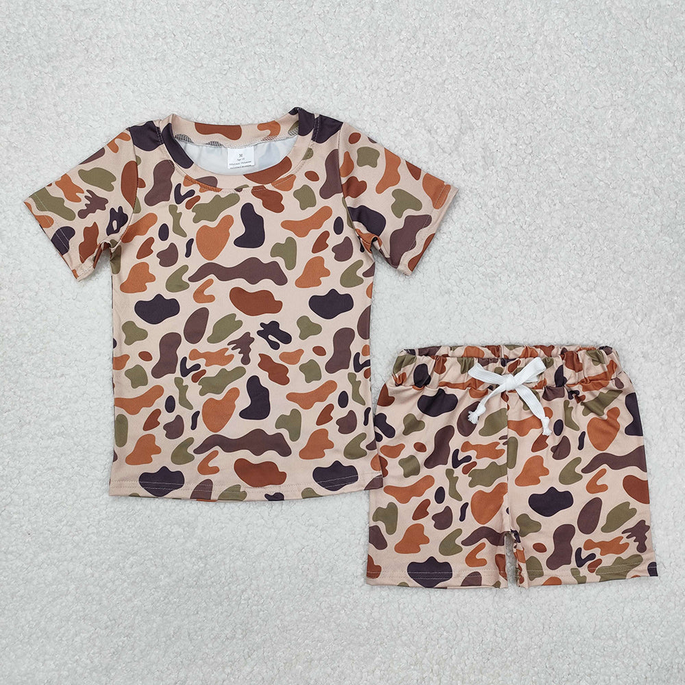 Baby Boys Khaki Camouflage Shirt Shorts Outfits Clothes Sets