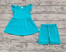 Load image into Gallery viewer, Baby Girls Blue Cotton Tunic Top Shorts Clothes Sets
