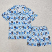 Load image into Gallery viewer, Adult Women Dogs Checkered Flowers Buttons Tops Shorts Pajamas
