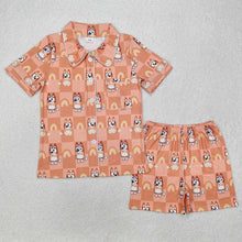 Load image into Gallery viewer, Adult Women Dogs Checkered Rainbow Buttons Tops Shorts Pajamas
