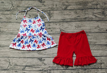 Load image into Gallery viewer, Baby Girls 4th of July Bows Halter Tunic Shorts Clothes Sets

