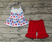 Load image into Gallery viewer, Baby Girls 4th of July Bows Halter Tunic Shorts Clothes Sets
