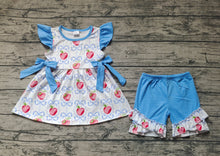 Load image into Gallery viewer, Baby Girls Apple Bows Tunic Ruffle Shorts Clothes Sets
