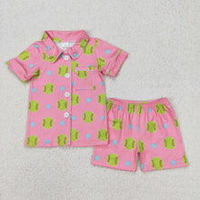 Load image into Gallery viewer, Baby Girls Baseball Stars Buttons Top Shorts Pajamas Clothes Sets
