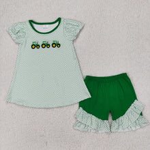 Load image into Gallery viewer, Sibling Embroidery Baby Girls Green Farm Boys Outfits Sets
