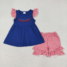 Load image into Gallery viewer, Sibling Boys Baby Girls Embroidery Apple Back To School Outfits Sets
