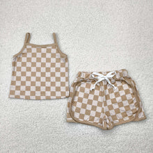 Load image into Gallery viewer, Sibling 4 Colors Baby Girls Strap Plaid Top Short Sports Sets
