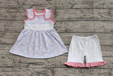 Load image into Gallery viewer, Baby Girls Sleeveless Pink Floral Big Sister Tunic Polka Dots Shorts Sets
