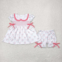 Load image into Gallery viewer, Sibling Embroidery Baby Girls Checkered Bows Tunic Ruffle Shorts Clothes Sets
