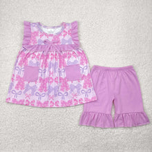 Load image into Gallery viewer, Sibling Baby Girls Sleeveless Floral Bows Pockets Tunic Ruffle Shorts Set
