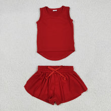 Load image into Gallery viewer, Sibling Baby Girls Sleeveless Colorful Yoga Vests Top Ruffle Shorts Set
