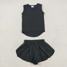 Load image into Gallery viewer, Sibling Baby Girls Sleeveless Colorful Yoga Vests Top Ruffle Shorts Set
