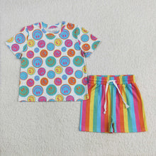 Load image into Gallery viewer, Sibling Baby Girls Colorful Stripe Floral Shirt Short Summer Clothes Sets
