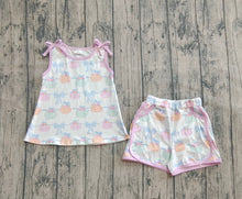 Load image into Gallery viewer, Baby Girls Bows Sleeveless Pumpkins Stripe Tunic Pockets Short Sets
