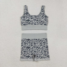 Load image into Gallery viewer, Adult Women Sleeveless Light Green Camo Vests Top Short Sets
