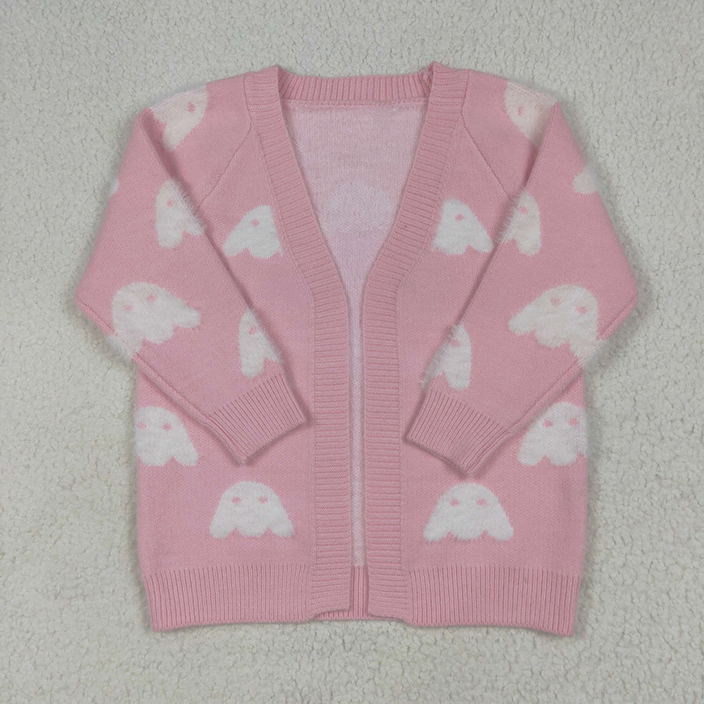 Baby Girls Fall Pink Ghost Pumpkins Halloween Long Sleeve Sweaters